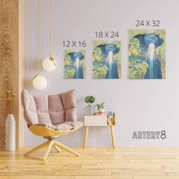 "Artery8 Amida Falls of the Kisokaido Road Canvas Wall Art Print Hokusai in Blue - Size: W18"" x H24""" - thumbnail 4