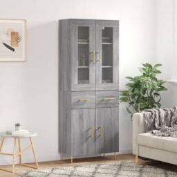 Berkfield Home Highboard Grey Sonoma 69.5x34x180 cm Engineered Wood - thumbnail 1