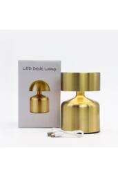 KDMD Flat Mushroom Bronze Touch Lamp - Rechargeable USB-C LED Light - thumbnail 4