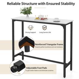 Kelvenix 120cm Bar Table Counter Height Table in White - Size: 0.6m2 - thumbnail 5
