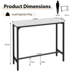 Kelvenix 120cm Bar Table Counter Height Table in White - Size: 0.6m2 - thumbnail 2