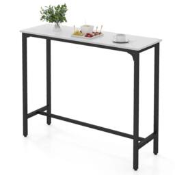 Kelvenix 120cm Bar Table Counter Height Table in White - Size: 0.6m2 - thumbnail 1