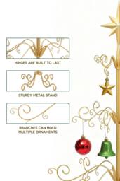 Living and Home Metal Christmas Tree Holiday Ornament Display Stand with Star Top in Gold - Size: Large - thumbnail 4