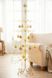 Living and Home Metal Christmas Tree Holiday Ornament Display Stand with Star Top in Gold - Size: Large - thumbnail 2