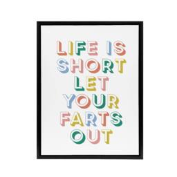 "Artery8 Life Is Short Let Your Farts Out Retro Funny Framed Canvas Wall Art - Size: W12"" x H16""" - thumbnail 1