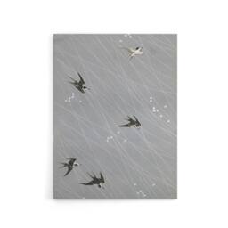 "Artery8 Nampei Swallows Birds Vintage Japanese Illustration Canvas Art Print in Grey - Size: W12"" x H16""" - thumbnail 1