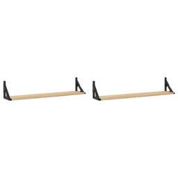 Berkfield Home Wall Shelves 2 pcs Sonoma Oak 80x15x15.5 cm Engineered wood in Brown - thumbnail 2