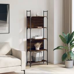 Berkfield Home Bookshelf 5-Tier Brown Oak 60.5x24x166.5 cm Engineered Wood - thumbnail 3