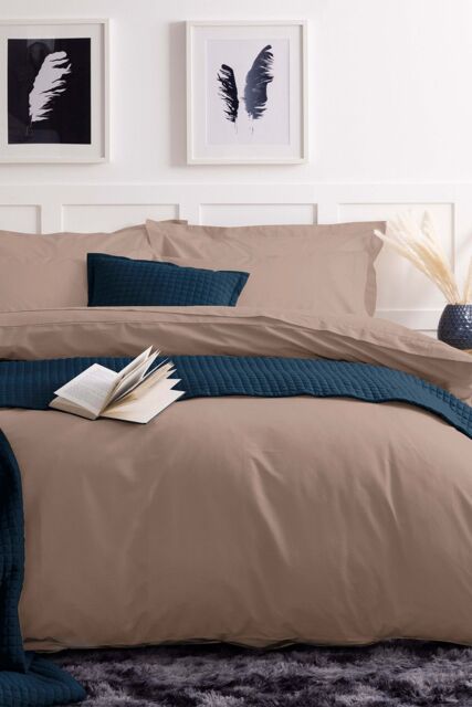 Belledorm Easy Care 200 Thread Count Cotton Polyester Percale Duvet Cover in Light Brown - Size: Double - image 1