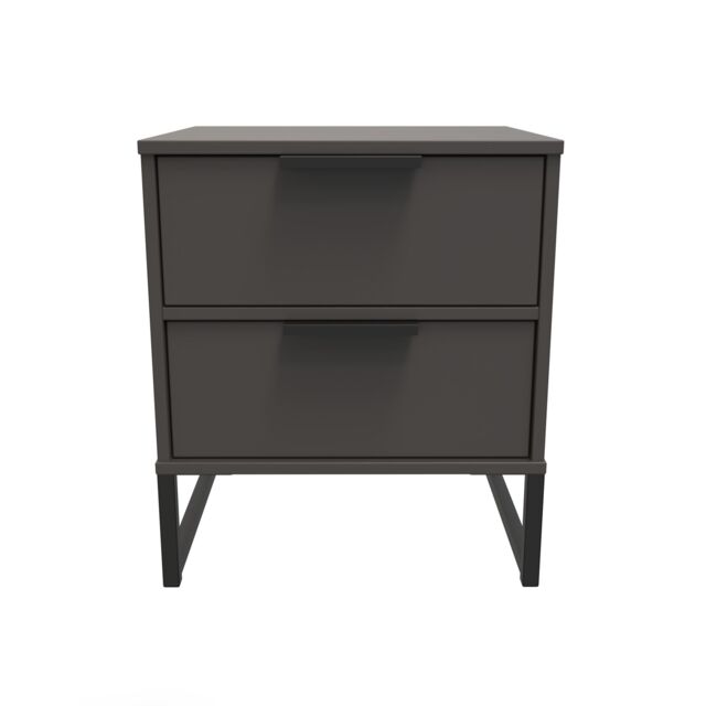 Ready Assembled 2 U Fuji 2 Drawer Bedside Cabinet (Ready Assembled) in Dark Grey - image 1