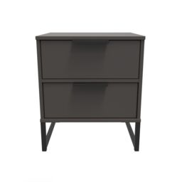 Ready Assembled 2 U Fuji 2 Drawer Bedside Cabinet (Ready Assembled) in Dark Grey - thumbnail 1
