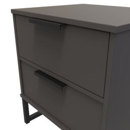 Ready Assembled 2 U Fuji 2 Drawer Bedside Cabinet (Ready Assembled) in Dark Grey - thumbnail 4