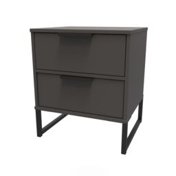 Ready Assembled 2 U Fuji 2 Drawer Bedside Cabinet (Ready Assembled) in Dark Grey - thumbnail 3