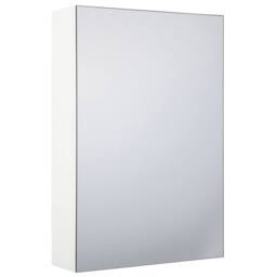 Wyld and Coco Bathroom Mirror White Modern Plywood Construction Hidden Shelf - thumbnail 2