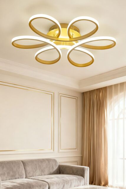 Living and Home 74W Modern Gold Acrylic Petal LED Semi Ceiling Light - image 1