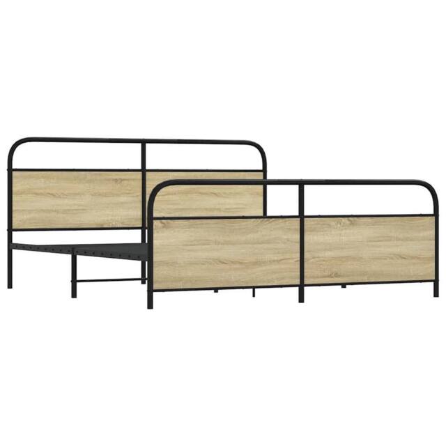 Berkfield Home Metal Bed Frame without Mattress Sonoma Oak 180x200 cm Super King in Light Tan - image 1