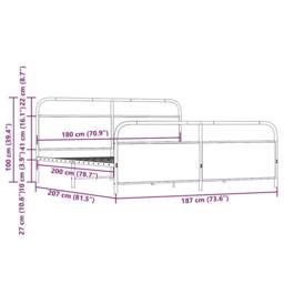 Berkfield Home Metal Bed Frame without Mattress Sonoma Oak 180x200 cm Super King in Light Tan - thumbnail 8