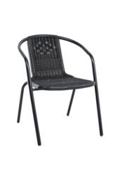 Garden Sanctuary 6Pcs Plastic Rattan Woven Stacking Garden Chairs in Black - thumbnail 4