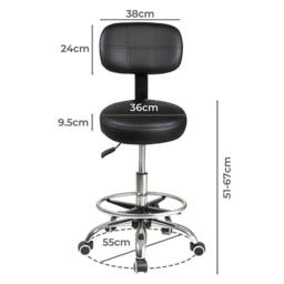 Levede Swivel Drafting Chair Low Back Round Rolling Stool Height Adjustable in Black - thumbnail 4