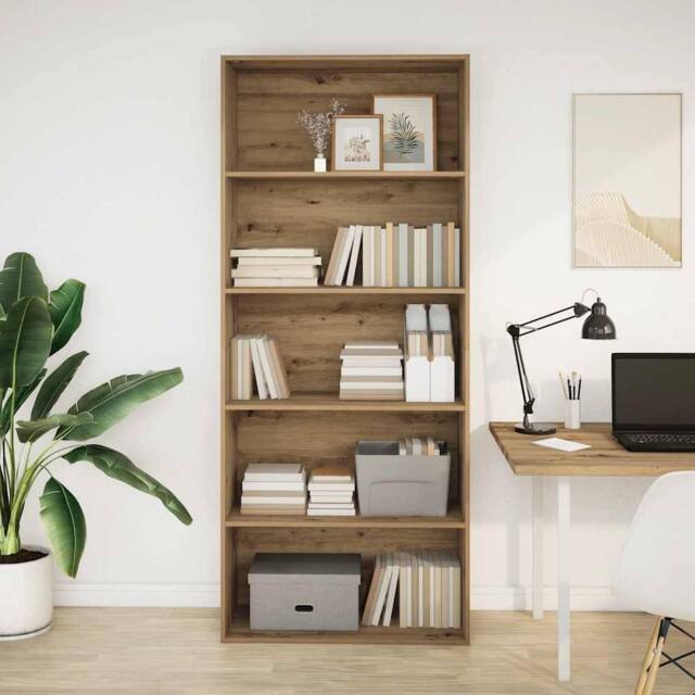 Berkfield Home Book Cabinet Artisian Oak 80x30x189 cm Engineered Wood in Brown - Size: 80 x 30 x 189 cm - image 1