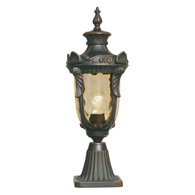 Netlighting Philadelphia 1 Light Medium Outdoor Pedestal Lantern Old Bronze IP44 E27 in Brown - image 1
