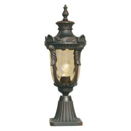 Netlighting Philadelphia 1 Light Medium Outdoor Pedestal Lantern Old Bronze IP44 E27 in Brown - thumbnail 1