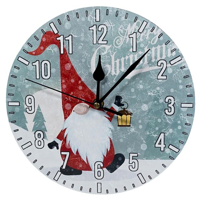 mysmartbuy Christmas Gonk Quartz Wall Clock - Battery Powered Santa Clause Christmas Design Home Festive Xmas Decoration - 23cm Diameter - image 1
