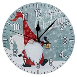 mysmartbuy Christmas Gonk Quartz Wall Clock - Battery Powered Santa Clause Christmas Design Home Festive Xmas Decoration - 23cm Diameter - thumbnail 1