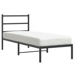 Berkfield Home Metal Bed Frame without Mattress with Headboard Black 75x190cm - Size: 75x190 cm - thumbnail 4