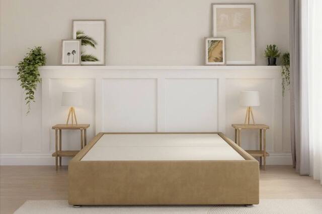 Comfort Beds Divan Base Latte Tweed 2 Drawers Foot End in Light Brown - Size: Small Double - image 1