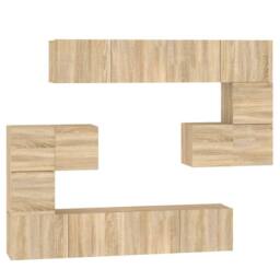 Berkfield Home Wall-mounted TV Cabinet Sonoma Oak Engineered Wood in Brown - thumbnail 1