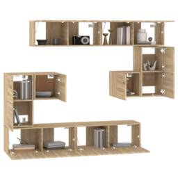 Berkfield Home Wall-mounted TV Cabinet Sonoma Oak Engineered Wood in Brown - thumbnail 4