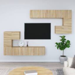 Berkfield Home Wall-mounted TV Cabinet Sonoma Oak Engineered Wood in Brown - thumbnail 2