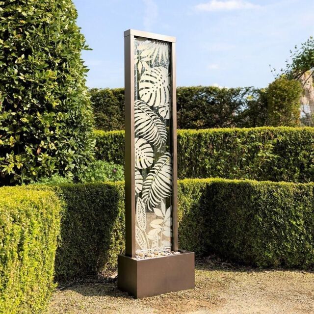Primrose Lamego Bamboo Mirror Water Feature With Lights 180cm in Brown - image 1
