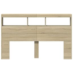 Berkfield Home Headboard Cabinet with LED Sonoma Oak 160x17x102 cm in Brown - Size: 160 x 17 x 102 cm - thumbnail 6