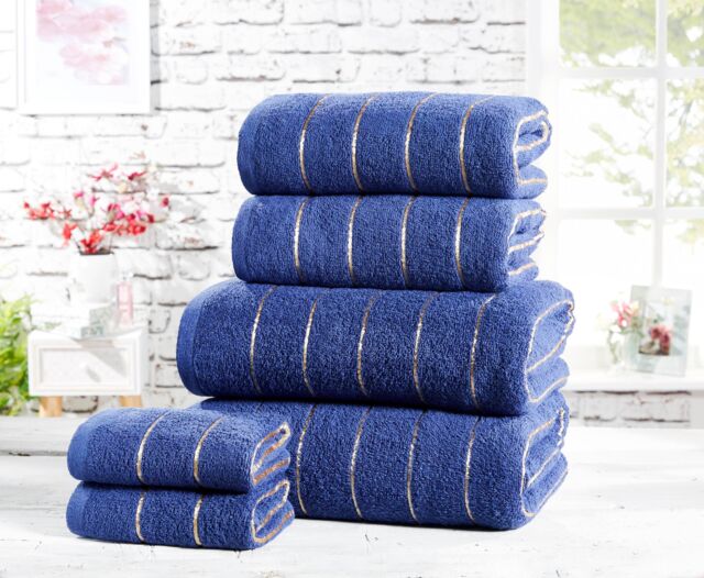 Rapport Home Sandringham Stripe Pure Cotton Towels in Navy - image 1