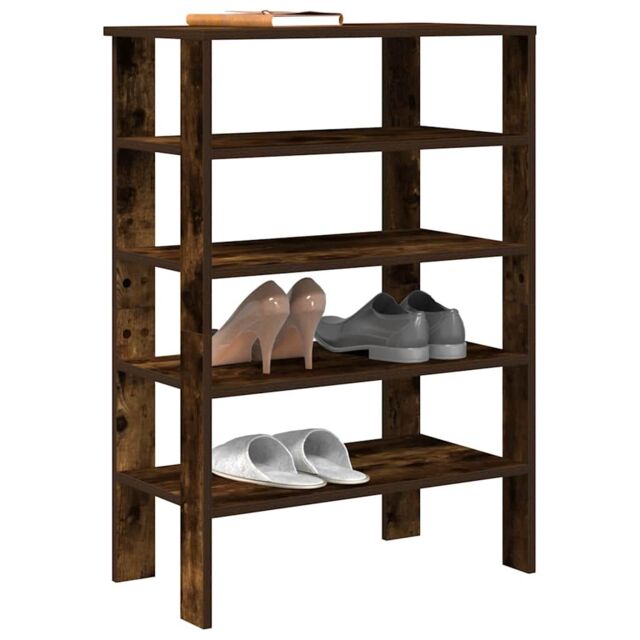 Berkfield Home Shoe Rack Smoked Oak 61x32x87.5 cm Engineered Wood in Brown - image 1