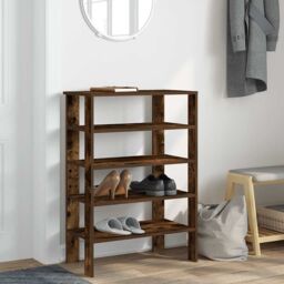 Berkfield Home Shoe Rack Smoked Oak 61x32x87.5 cm Engineered Wood in Brown - thumbnail 3