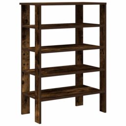 Berkfield Home Shoe Rack Smoked Oak 61x32x87.5 cm Engineered Wood in Brown - thumbnail 2