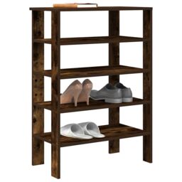Berkfield Home Shoe Rack Smoked Oak 61x32x87.5 cm Engineered Wood in Brown - thumbnail 1
