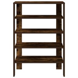 Berkfield Home Shoe Rack Smoked Oak 61x32x87.5 cm Engineered Wood in Brown - thumbnail 4
