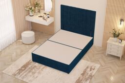 "Somnior Alexas Divan Bed Base with 54"" Floor Standing Headboard Plush Velvet in Navy - Size: Single" - thumbnail 3