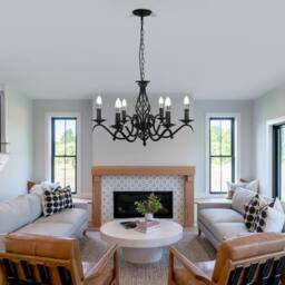 COMELY 6 Heads Black Vintage Pendant Light, Industrial Metal Ceiling lights - thumbnail 2