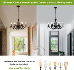 COMELY 6 Heads Black Vintage Pendant Light, Industrial Metal Ceiling lights - thumbnail 7