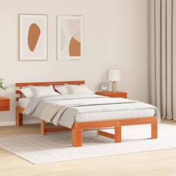 Berkfield Home Pine Wood Bed Frame Wax Brown Solid Wood 120 x 200 cm Pine Bed - thumbnail 4