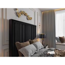 KDMD Atom Upholstered Soft Velvet Black Tv Bespoke Bed Frame - Size: Small Double - thumbnail 3