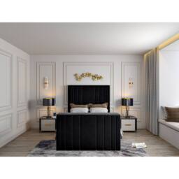 KDMD Atom Upholstered Soft Velvet Black Tv Bespoke Bed Frame - Size: Small Double - thumbnail 2