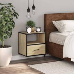 Berkfield Home Wall-mounted Bedside Cabinet Sonoma Oak 40x31x39.5 cm in Brown - thumbnail 3
