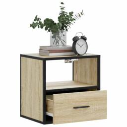 Berkfield Home Wall-mounted Bedside Cabinet Sonoma Oak 40x31x39.5 cm in Brown - thumbnail 4