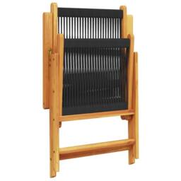 Berkfield Home Reclining Garden Chairs 6 pcs Black Solid Wood Acacia - thumbnail 7